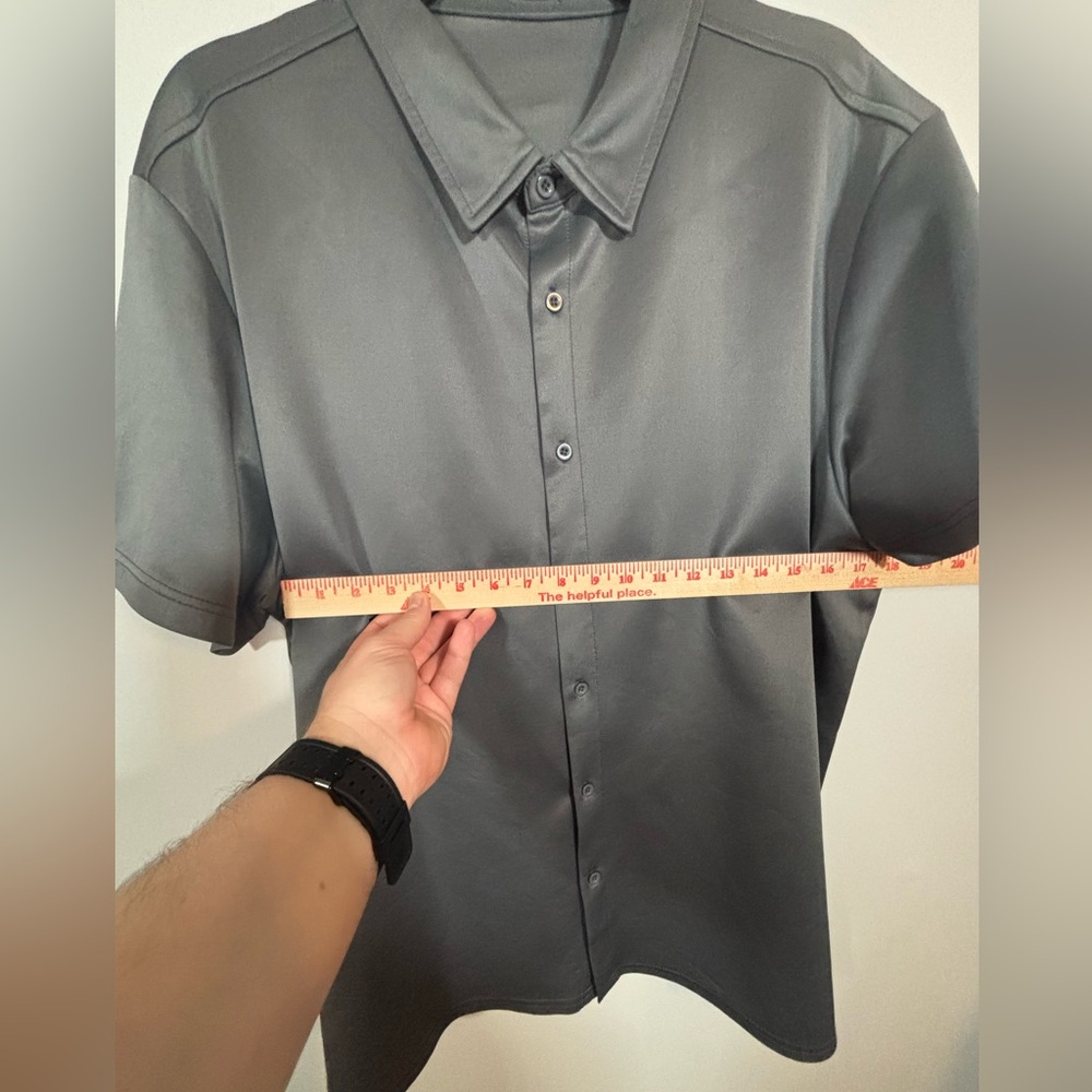 COOFANDY XXL Gray Button Down Shirt Stretch Short Sleeve Casual - Picture 7 of 9